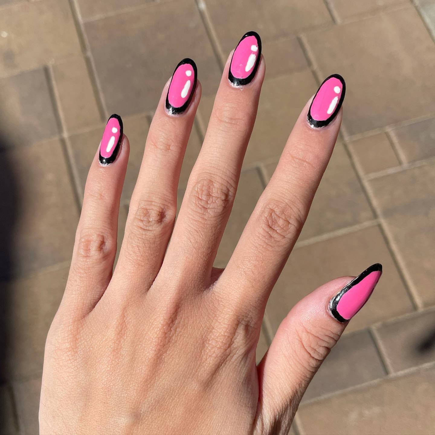 black and pink nails designs