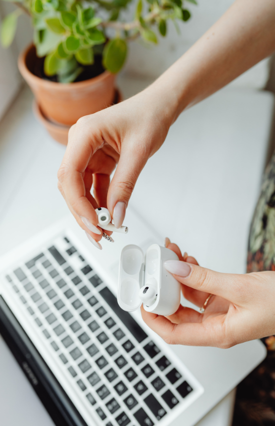 how to put on AirPods with long nails