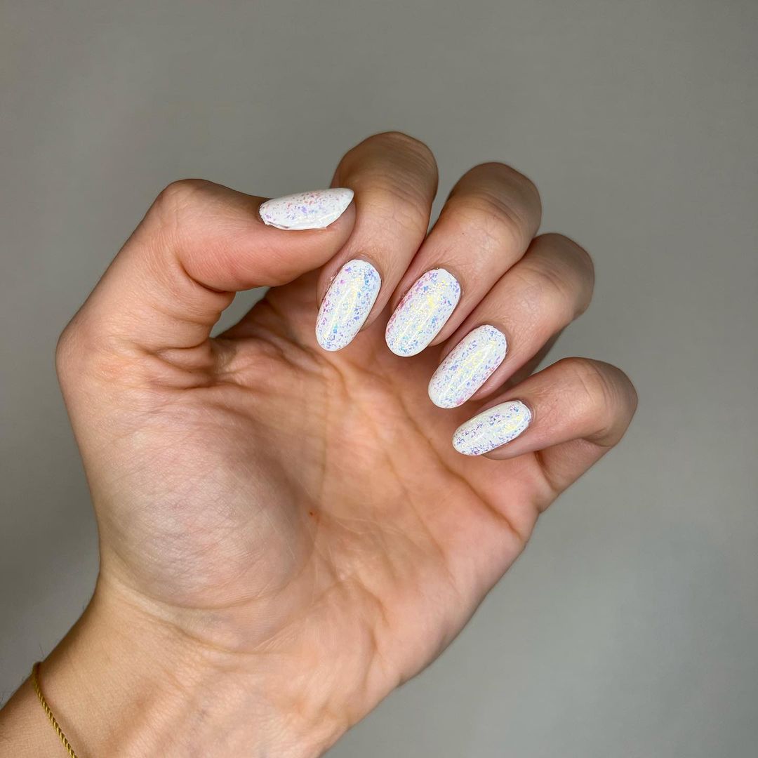 white nail art