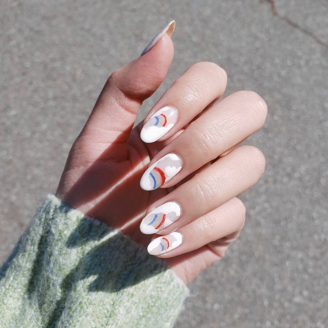 white nail art