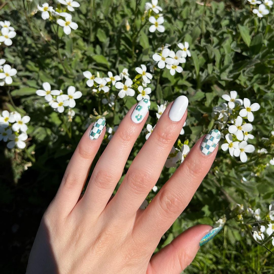 white nail art