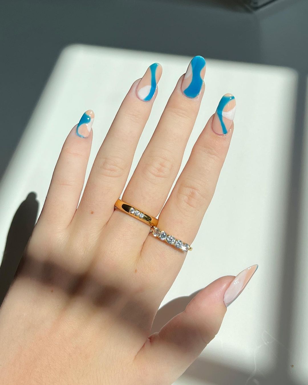 blue nail art